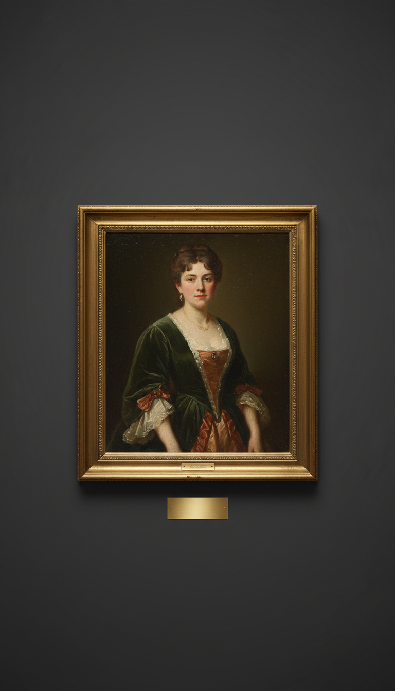 Vintage Portrait Painting with Gallery Brass Placard